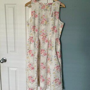 Cath Kidston Vintage Bunch Flare Dress, white+flowers, UK10(US4) NWT